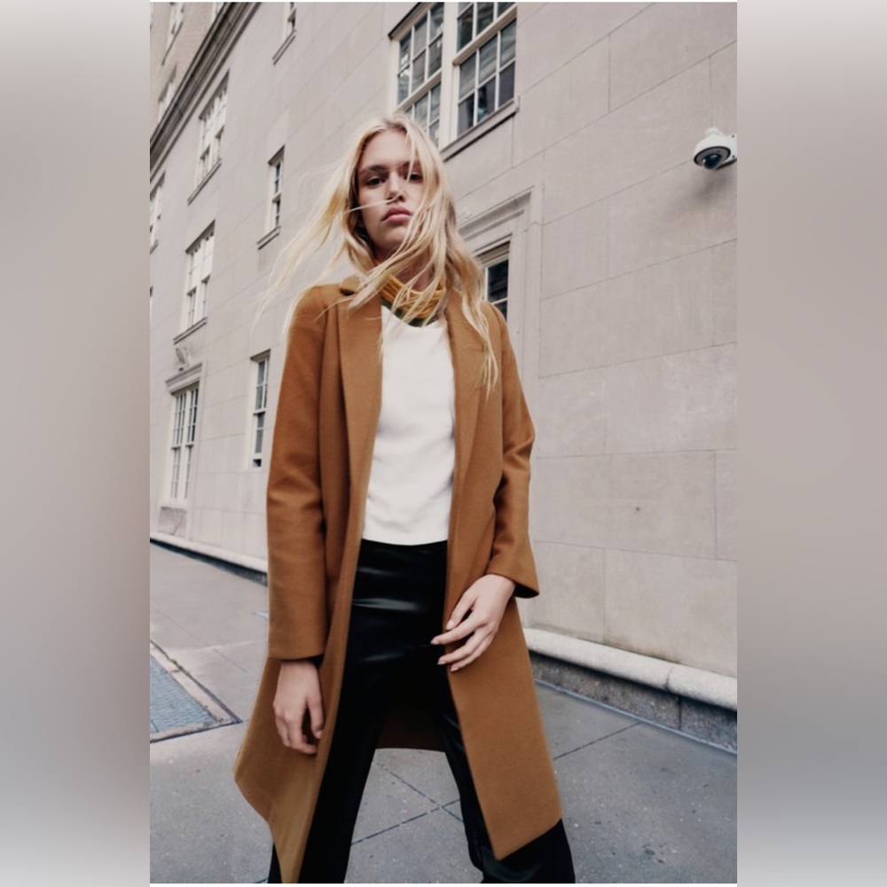 Zara camel lapel coat
